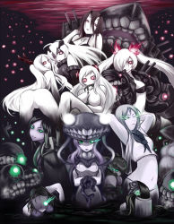 Rule 34 | 10s, 6+girls, abyssal ship, airfield princess, anchorage oni, armored aircraft carrier princess, battleship princess, black hair, bodysuit, breasts, cane, cannon, cape, character request, chi-class torpedo cruiser, choker, cleavage, collarbone, dress, gloves, glowing, glowing eyes, green eyes, ha-class destroyer, hair ornament, highres, ka-class submarine, kantai collection, large breasts, long hair, looking back, mask, multiple girls, navel, no pussy, nude, open mouth, pale skin, partially submerged, ponytail, red eyes, ri-class heavy cruiser, ru-class battleship, sailor dress, silver hair, smile, southern ocean war princess, ta-class battleship, teeth, turret, twintails, water, weapon, wo-class aircraft carrier, yuutai