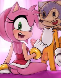 Rule 34 | 1boy, 1girl, amy rose, animal nose, antenna hair, ass, bag, bracelet, eyelashes, fox boy, fox tail, from behind, furry, furry female, furry male, furry with furry, gloves, green eyes, hedgehog ears, hedgehog girl, hedgehog tail, highres, jewelry, loodncrood, looking at viewer, looking back, no panties, open mouth, paper bag, paper bag on head, penis, penis grab, pink hair, short hair, sitting, snout, sonic (series), sonic the hedgehog, standing, tail, tails (sonic), teeth, testicles, thighs, uncensored, upper teeth only, white gloves