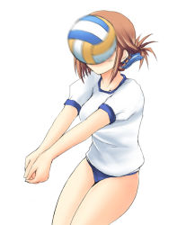 Rule 34 | 1girl, ball, buruma, failure, gym uniform, hair ornament, hairclip, in the face, komaki manaka, motion blur, playing sports, short hair, simple background, solo, to heart, to heart (series), to heart 2, volleyball, volleyball (object), white background, you&#039;re doing it wrong, zekkyon