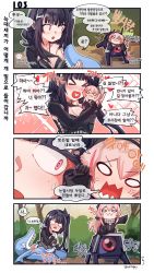 Rule 34 | &gt; &lt;, 2girls, 4koma, anger vein, angry, aningay, architect (girls&#039; frontline), bad id, bad twitter id, black gloves, black hair, black jacket, blush, breasts, chibi, comic, commentary request, dinergate (girls&#039; frontline), girls&#039; frontline, gloves, headgear, heart, heart in mouth, highres, hug, jacket, korean text, large breasts, long hair, long sleeves, m4 sopmod ii (girls&#039; frontline), m4 sopmod ii jr, multicolored hair, multiple girls, o o, one side up, open mouth, pink eyes, pink hair, red hair, sharp teeth, speech bubble, streaked hair, teeth, translation request, triangle mouth