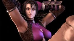 Rule 34 | 1boy, 1girl, 3d, animated, animated gif, bouncing breasts, breasts, covered erect nipples, hetero, large breasts, lowres, namco, paizuri, paizuri over clothes, penis, redmoa, skin tight, soul calibur, taki (soulcalibur), uncensored