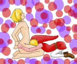 Rule 34 | blonde hair, blue eyes, boots, clothed on nude, fellatio, hat, holding another&#039;s wrist, link, male focus, nintendo, oral, selfcest, the legend of zelda, the legend of zelda: four swords, yaoi