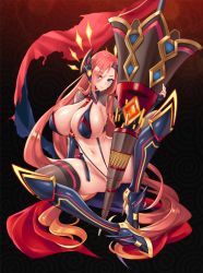 Rule 34 | armor, bikini armor, breasts, lance, large breasts, polearm, project qt, qtenka, thick thighs, thighs, weapon