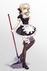Rule 34 | 1girl, absurdres, apron, artoria pendragon (all), artoria pendragon (fate), black bow, black footwear, black shirt, black skirt, black thighhighs, blouse, bow, braid, braided bun, breasts, burger, collarbone, eating, fate/stay night, fate (series), food, frilled thighhighs, frills, full body, hair bow, hair bun, highres, holding, holding food, kanikanidosanko, layered skirt, maid, maid headdress, mary janes, miniskirt, official alternate costume, pleated skirt, saber alter, shirt, shoes, short hair with long locks, short sleeves, sidelocks, silver hair, skirt, small breasts, solo, thighhighs, waist apron, white apron, yellow eyes