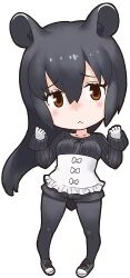 Rule 34 | 1girl, black hair, brown eyes, closed mouth, kemono friends, long hair, looking at viewer, lowres, malayan tapir (kemono friends), official art, simple background, solo, tachi-e, yoshizaki mine