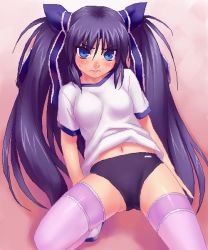 Rule 34 | buruma, frown, gym uniform, little busters!, oekaki, pink thighhighs, sasasegawa sasami, solo, thighhighs, twintails, two side up, zen