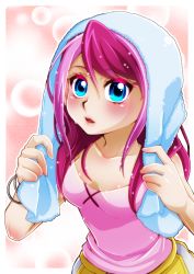 Rule 34 | 1girl, alternate costume, alternate hairstyle, blue eyes, blush, bracelet, breasts, collarbone, hair down, hiiragi yuzu, jewelry, looking at viewer, multicolored hair, open mouth, pink hair, small breasts, solo, two-tone hair, utage-kai, yu-gi-oh!, yu-gi-oh! arc-v