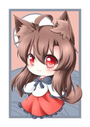 Rule 34 | 1girl, ahoge, animal ears, animated, animated gif, bad deviantart id, bad id, blush, brooch, brown hair, chibi, dress, closed eyes, fang, full moon, happy, imaizumi kagerou, jewelry, kyddstatic, long hair, long sleeves, looking at viewer, moon, open mouth, red eyes, tail, touhou, wolf ears, wolf tail