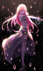 Rule 34 | 10s, 1girl, absurdres, breasts, bubble, cleavage, cosplay, full body, hair over one eye, headphones, heart, highres, libra (constellation), long hair, md5 mismatch, megurine luka, megurine luka (cosplay), megurine luka (vocaloid4), night, night sky, outstretched arm, pink eyes, pink hair, ram (re:zero), re:zero kara hajimeru isekai seikatsu, resolution mismatch, sayo (yunshang97), scorpius (constellation), see-through, sky, small breasts, solo, source smaller, standing, star (sky), starry sky, thighhighs, vocaloid, zodiac