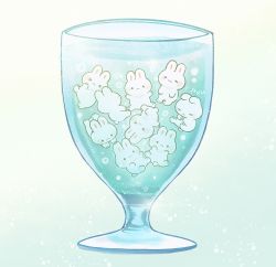 Rule 34 | &gt; &lt;, &gt; o, :3, afloat, air bubble, ayu (mog), bad id, bad pixiv id, blush, bubble, rabbit, cup, in container, in cup, looking at viewer, no humans, one eye closed, original, signature, smile