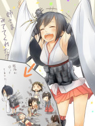Rule 34 | 10s, 6+girls, = =, ^ ^, akagi (kancolle), akino shuu, akisyuuno, alternate hair color, armpits, arms behind back, bauxite, black hair, brown hair, cannon, chitose (kancolle), detached sleeves, drooling, eating, closed eyes, hair ornament, hairband, headband, heavy breathing, hiei (kancolle), ise (kancolle), kantai collection, long hair, lying, machinery, multiple girls, navel, nontraditional miko, on back, open mouth, sarashi, short hair, shoukaku (kancolle), side ponytail, sitting, skirt, smile, sparkle, sweatdrop, torn, torn clothes, translation request, yamashiro (kancolle)