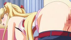 Rule 34 | 00s, 1boy, 1girl, akizuki airi, animated, animated gif, ass, bent over, blonde hair, blood, blue eyes, blue gale, blush, bouncing breasts, breasts, censored, defloration, doggystyle, from behind, hetero, huge ass, large breasts, lowres, moaning, oni chichi, poro, ribbon, sex, sex from behind, shorts, vaginal