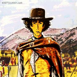 Rule 34 | 1boy, cigarette, cowboy, cowboy bebop, cowboy hat, cowboy western, d2071, dollars trilogy, hat, solo, spike spiegel, the good, the bad and the ugly, western