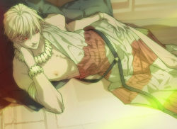Rule 34 | 1boy, armlet, blonde hair, bracelet, fate/zero, fate (series), gilgamesh (fate), jewelry, male focus, necklace, pillow, red eyes, shaliva, solo, toga
