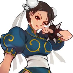 Rule 34 | 1girl, breasts, brown eyes, brown hair, capcom, china dress, chinese clothes, chun-li, double bun, looking at viewer, street fighter