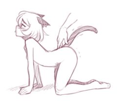 Rule 34 | animal ears, breasts, cat ears, cat girl, cat tail, dalehan, disembodied limb, nathy, nude, petite, shivers, short hair, small breast, small breasts, tail, thighs, tongue, tongue out