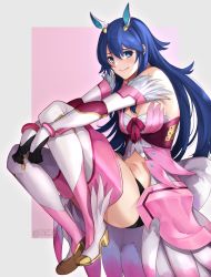 Rule 34 | 1girl, absurdres, black shorts, blue eyes, blue hair, boots, closed mouth, cosplay, fire emblem, fire emblem awakening, gloves, hair ornament, high heel boots, high heels, highres, long hair, lucina (fire emblem), nintendo, oribe tsubasa, oribe tsubasa (cosplay), ritence, short shorts, shorts, smile, solo, thigh boots, thighhighs, tokyo mirage sessions fe
