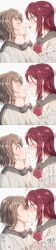 Rule 34 | !?, 2girls, absurdres, blue eyes, blush, bow, bowtie, closed mouth, facing another, grey hair, grey sailor collar, half updo, hands on another&#039;s cheeks, hands on another&#039;s face, highres, imminent kiss, kiss, long hair, long image, looking at another, love live!, love live! sunshine!!, multiple girls, open mouth, red bow, red bowtie, red hair, sailor collar, sakurauchi riko, school uniform, short hair, sidelocks, sleeve cuffs, speech bubble, spoken interrobang, tall image, translation request, trembling, upper body, uranohoshi school uniform, watanabe you, winter uniform, yellow eyes, yuchi (salmon-1000), yuri