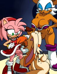 Rule 34 | 3girls, amy rose, animated, animated gif, blue eyes, breasts, brown eyes, cum, dboy, dress, fellatio, furry, futanari, green eyes, large breasts, large penis, looping animation, masturbation, mature female, multiple girls, open mouth, oral, penis, precum, project x, rouge the bat, sega, smile, sonic (series), sonic (series), tail, teeth, vanilla the rabbit