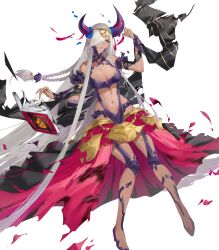 Rule 34 | 1girl, book, braid, breasts, burned paper, burnt clothes, cleavage, clenched teeth, dark-skinned female, dark skin, fingernails, fire emblem, fire emblem engage, fire emblem heroes, full body, hair ornament, hair over one eye, hand up, highres, ichibi, long hair, long skirt, medium breasts, navel, nintendo, non-web source, official art, open book, parted lips, pointy ears, purple eyes, revealing clothes, shiny skin, skirt, solo, stomach, teeth, torn clothes, torn skirt, transparent background, very long hair, white hair, zephia (fire emblem)