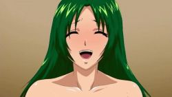 Rule 34 | 1girl, animated, animated gif, bouncing breasts, breasts, character request, closed eyes, green hair, happy sex, hump bang, implied sex, large breasts, long hair, smile, solo