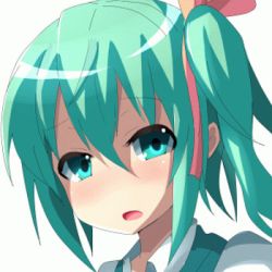 Rule 34 | 1girl, animated, animated png, blinking, blush, daiyousei, dress, dress shirt, green eyes, green hair, hair ribbon, kuromu (underporno), looking at viewer, lowres, matching hair/eyes, md5 mismatch, open mouth, portrait, ribbon, shirt, short hair, short sleeves, side ponytail, simple background, solo, touhou, ugoira, upper body, white background