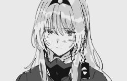 Rule 34 | 1girl, an-94 (girls&#039; frontline), asawa (dm owr), dirty, dirty face, expressionless, girls&#039; frontline, greyscale, hairband, long hair, looking at viewer, mask, mask around neck, monochrome, portrait, sidelocks, simple background, sketch, solo