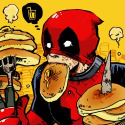 Rule 34 | deadpool, deadpool (series), food, lowres, marvel, mask, pancake, scar