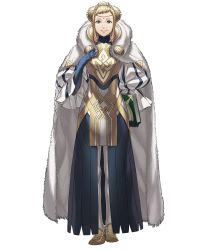 Rule 34 | 1girl, blonde hair, blue gloves, book, braid, braided bun, cape, closed mouth, double bun, dress, elbow gloves, fire, fire emblem, fire emblem heroes, full body, fur cape, gloves, gradient hair, green eyes, hair bun, hair ornament, henriette (fire emblem), highres, holding, holding book, jewelry, kozaki yuusuke, lips, looking at viewer, multicolored hair, nintendo, official art, pantyhose, pink hair, puffy sleeves, sidelocks, smile, solo, standing, striped, transparent background, turtleneck, vertical stripes, white pantyhose