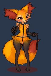 Rule 34 | 1girl, :3, animal ear fluff, animal ears, animal feet, animal nose, bad id, bad twitter id, barefoot, bdsm, black fur, black gloves, blue background, blush, body fur, bondage, bound, braixen, breasts, cleft of venus, closed mouth, collar, collarbone, creatures (company), crotch rope, elbow gloves, fangs, feet, female focus, fox ears, fox girl, fox tail, full body, furry, furry female, game freak, gen 6 pokemon, gloves, gluteal fold, half-closed eyes, hands up, highres, holding, holding leash, leash, legs, looking at viewer, multicolored fur, nintendo, nipples, nude, pigeon-toed, pokemon, pokemon (creature), pussy, red eyes, scruffythedeer, simple background, small breasts, snout, solo, standing, tail, thighs, uncensored, white fur, wide hips, yellow fur