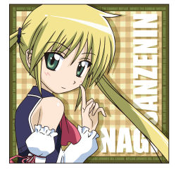 Rule 34 | 00s, 1girl, blonde hair, character name, copyright name, detached sleeves, from side, green eyes, hayate no gotoku!, index finger raised, looking at viewer, lowres, sanzen&#039;in nagi, smile, solo, twintails