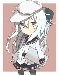 Rule 34 | 10s, 1girl, black thighhighs, blue hair, hammer and sickle, hat, hibiki (kancolle), kantai collection, long hair, nonono (mino), personification, silver hair, skirt, solo, star (symbol), thighhighs, verniy (kancolle)