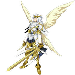 Rule 34 | .hack//, .hack//games, .hack//link, 1boy, angel wings, armor, balmung, balmung (.hack//), bandai, cyber connect 2, knight, male focus, official art, short hair, solo, sword, weapon, white hair, wings