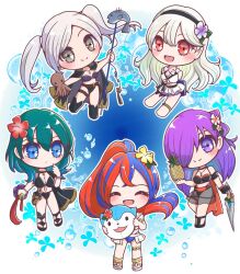 5girls alear_(female)_(fire_emblem) alear_(female)_(seaside_dragon)_(fire_emblem) alear_(fire_emblem) bikini bikini_skirt black_bikini black_cape black_choker black_hairband blue_bikini blue_eyes blue_hair breasts brown_gloves byleth_(female)_(fire_emblem) byleth_(female)_(summer)_(fire_emblem) byleth_(fire_emblem) cape character_ball choker cleavage corrin_(female)_(fire_emblem) corrin_(female)_(novice_vacationer)_(fire_emblem) corrin_(fire_emblem) criss-cross_halter crossed_bangs fire_emblem fire_emblem:_three_houses fire_emblem_awakening fire_emblem_engage fire_emblem_fates fire_emblem_heroes fire_emblem_warriors:_three_hopes flower flower_necklace food fruit fuwafuwa014wata gloves green_hair hair_between_eyes hair_flower hair_ornament hair_over_one_eye hairband halterneck heterochromia hibiscus holding holding_food holding_fruit jewelry large_breasts long_hair looking_at_viewer multicolored_bikini multicolored_clothes multicolored_hair multicolored_swimsuit multiple_girls necklace nintendo o-ring o-ring_bikini o-ring_top octopus official_alternate_costume official_alternate_hairstyle pineapple pointy_ears ponytail purple_bikini purple_eyes purple_hair red_bikini red_eyes red_hair robin_(female)_(fire_emblem) robin_(female)_(seaside_tactician)_(fire_emblem) robin_(fire_emblem) shez_(female)_(fire_emblem) shez_(female)_(summer)_(fire_emblem) shez_(fire_emblem) smile sommie_(fire_emblem) split-color_hair swimsuit twintails two-tone_hair white_bikini white_flower white_hair