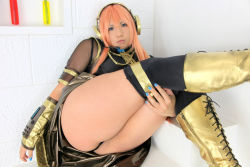 Rule 34 | 1girl, asian, ass, blue nails, breasts, chouzuki maryou, cosplay, hip focus, huge ass, large breasts, megurine luka, megurine luka (cosplay), nail polish, photo (medium), pink hair, solo, thick thighs, thighs, vocaloid, wide hips