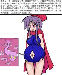 Rule 34 | 1girl, blue leotard, blue mage (final fantasy), breasts, final fantasy, final fantasy v, highres, hiiragi miki, japanese text, large breasts, leotard, lucky star, pregnant, purple hair