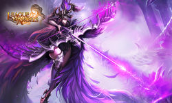 Rule 34 | 1girl, armor, arrow (projectile), bow, copyright name, feathers, league of angels, pink eyes, pink hair, solo, wings
