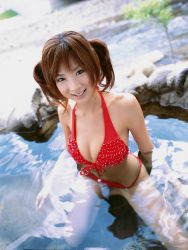 Rule 34 | 1girl, asian, bikini, female focus, highres, hoshino aki, japanese (nationality), onsen, photo (medium), rapture, swimsuit, twintails