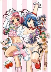 Rule 34 | 00s, 5girls, :&lt;, :3, :d, ^ ^, absurdres, age difference, ahoge, akiba megumi, animal ears, ankle ribbon, aqua hair, arm up, bare shoulders, beads, bloomers, blue eyes, blue hair, blush, blush stickers, boots, bow, bra, braid, breasts, bridal garter, buckle, camisole, chemise, child, choker, cleavage, closed eyes, corset, crop top, cross, cross-laced clothes, cross earrings, crossed arms, detached sleeves, dress, earrings, elbow gloves, fake animal ears, fang, fishnet gloves, fishnet thighhighs, fishnets, flat chest, flipped hair, foreshortening, frilled panties, frills, from side, front-tie top, gloves, green hair, groin, hair bow, hair ribbon, hairband, halterneck, happy, head tilt, highres, hip focus, huge breasts, jewelry, kemonomimi mode, knee boots, kokubunji koyori, lace, large breasts, latin cross, leg lift, leg ribbon, leg up, lingerie, lolita hairband, long hair, looking at viewer, low-tied long hair, lowleg, lowleg panties, midriff, mugi-maru, mugimaru, multicolored clothes, multiple girls, nakahara komugi, navel, navel piercing, necktie, nurse witch komugi-chan, nurse witch komugi-chan magikarte, o o, official art, open mouth, outstretched arm, panties, parted bangs, piercing, pink bloomers, pink eyes, pink footwear, pink hair, plaid, plaid skirt, platform footwear, pointing, pointing at viewer, rabbit ears, red eyes, ribbon, sakurai asuka, satou riku, satou taka, scan, see-through, shoes, short dress, short hair, side-tie panties, silver hair, simple background, skirt, skull, smile, soul taker, standing, standing on one leg, strapless, string panties, striped, striped background, stuffed animal, stuffed rabbit, stuffed toy, thighhighs, tokisaka runa, torn clothes, torn legwear, twintails, two side up, underwear, underwear only, v, vertical stripes, white gloves, white panties