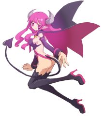 Rule 34 | ass, boots, breasts, demon girl, detached sleeves, disgaea, high heel boots, high heels, horns, legs, pink hair, pixiv sample, resized, demon girl, succubus (disgaea), tail, thigh boots, thighhighs, wings
