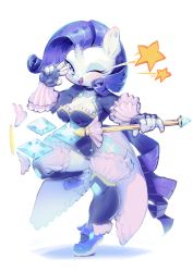 Rule 34 | breasts, crystal, cutie mark, highres, horns, inuki (aruurara), jewelry, magical girl, my little pony, my little pony: friendship is magic, one eye closed, rarity (my little pony), single horn, solo, thighhighs, v, wink