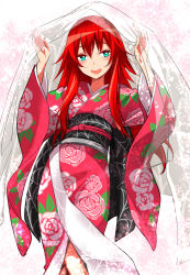 Rule 34 | 1girl, japanese clothes, kimono, long hair, looking at viewer, mytyl, open mouth, pretty series, pretty rhythm, pretty rhythm rainbow live, red hair, renjouji beru, smile, solo