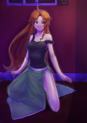 Rule 34 | 1girl, braid, female focus, hong meiling, legs, long hair, messy hair, mossari poteto, red eyes, red hair, side slit, smile, solo, strap slip, tank top, touhou, twin braids, when you see it, you gonna get raped