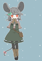 Rule 34 | 1girl, animal ears, coat, grey hair, mittens, moryu, mouse ears, mouse tail, nazrin, pantyhose, red eyes, scarf, short hair, solo, tail, touhou, winter clothes, winter coat