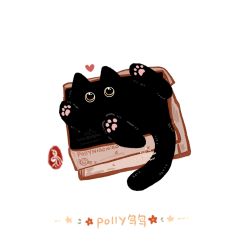Rule 34 | artist name, black cat, box, cat, heart, highres, in box, in container, no humans, original, pollyniao, white background