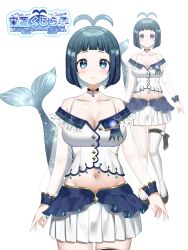 Rule 34 | 1girl, absurdres, antenna hair, asymmetrical sleeves, bare shoulders, black choker, blue eyes, blue hair, blunt bangs, breasts, cetacean tail, character name, choker, cleavage, closed mouth, fins, fish tail, groin, highres, indie virtual youtuber, jewelry, kazepana, large breasts, light blush, looking at viewer, microskirt, midriff, multiple views, navel, off shoulder, pendant, pendant choker, plaid, plaid skirt, second-party source, see-through, see-through sleeves, shirt, short hair, single sleeve, single thighhigh, skirt, smile, sorara kujirako, spaghetti strap, tachi-e, tail, thighhighs, uneven sleeves, virtual youtuber, whale girl, white shirt, white thighhighs, zoom layer