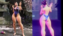Rule 34 | 1girl, 3d, alternate costume, animated, ass, audible music, barefoot, bouncing breasts, breasts, capcom, chun-li, curvy, fighting stance, from behind, full body, game, happy, highleg, highleg swimsuit, huge ass, jumping, large breasts, medium breasts, multiple views, one-piece swimsuit, purple one-piece swimsuit, ryona, shiny clothes, skin tight, solo, solo focus, sound, street fighter, street fighter 6, swimsuit, tagme, thick thighs, thigh gap, thighs, v, victory pose, video, wide hips