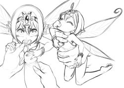 Rule 34 | 1boy, 1girl, barefoot, bracelet, closed eyes, cum, cum in mouth, dress, fairy, fairy wings, feet, futa with female, futanari, held up, highres, jewelry, kiyoshi2431, large insertion, legs, looking at viewer, mini person, minigirl, monochrome, multiple girls, oral, original, penis, pointy ears, pov, restrained, sex, short hair, size difference, stomach bulge, tears, tiara, toes, tongue, torso grab, wings