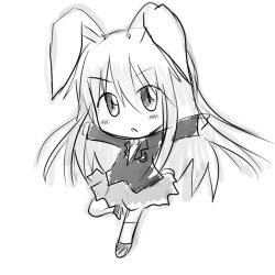 Rule 34 | 1girl, animal ears, blazer, rabbit ears, crescent, crescent hair ornament, dress shirt, greyscale, hair ornament, jacket, long hair, looking at viewer, minami (colorful palette), monochrome, outstretched arms, reisen udongein inaba, shirt, sketch, skirt, solo, touhou