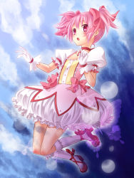 Rule 34 | 10s, 1girl, bubble skirt, bug, butterfly, gloves, highres, insect, kaname madoka, magical girl, mahou shoujo madoka magica, mahou shoujo madoka magica (anime), pink eyes, pink hair, shoes, short hair, short twintails, skirt, solo, twintails, yayoi (egoistic realism)